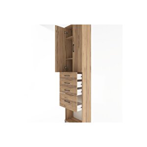 Arges Dolap 3 Raflı 4 Çekmeceli 2 Kapaklı 60x30x243 Çam-çam