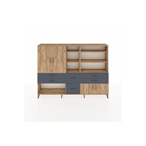 Arges Dolap 10 Raflı 6 Çekmeceli 4 Kapaklı 220x30x163 Çam-çam/antrasit