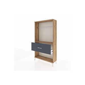 Arges Dolap Tek Raflı Tek Çekmeceli Tek Askılı 88x30x163 Çam-antrasit