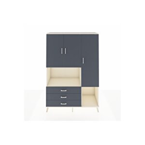 Hyperion Gardrop 6 Raflı 3 Çekmeceli 3 Kapaklı 132x44x195 Aytaşı-antrasit