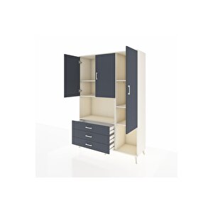 Hyperion Gardrop 6 Raflı 3 Çekmeceli 3 Kapaklı 132x44x195 Aytaşı-antrasit