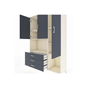 Hyperion Gardrop 6 Raflı 3 Çekmeceli 3 Kapaklı 132x44x195 Aytaşı-antrasit