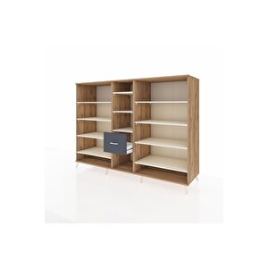 Kronos Dolap 11 Raflı 3 Çekmeceli  220x59x163 Çam-aytaşı/antrasit