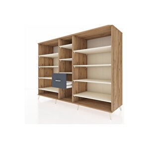 Kronos Dolap 11 Raflı 3 Çekmeceli  220x59x163 Çam-aytaşı/antrasit