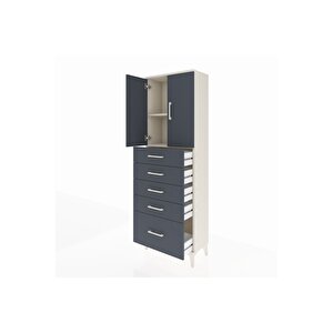 Arges Dolap 2 Raflı 5 Çekmeceli 2 Kapaklı 60x30x182 Aytaşı-antrasit