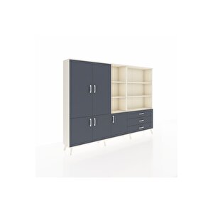 Arges Dolap 11 Raflı 3 Çekmeceli 5 Kapaklı 220x30x163 Aytaşı-antrasit