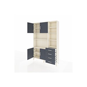 Arges Gardrop 9 Raflı 4 Çekmeceli 4 Kapaklı 132x30x195 Aytaşı-antrasit