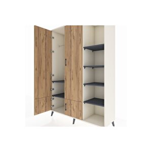 Hyperion Dolap 6 Raflı 4 Kapaklı Tek Askılı 132x44x195 Aytaşı-çam/antrasit