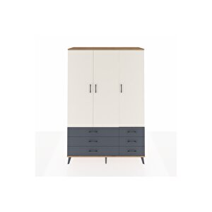 Hyperion Dolap 5 Raflı 6 Çekmeceli Tek Askılı 132x44x195 Çam-aytaşı/antrasit