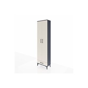 Arges Dolap 5 Raflı Tek Çekmeceli 2 Kapaklı 60x30x221 Antrasit-aytaşı