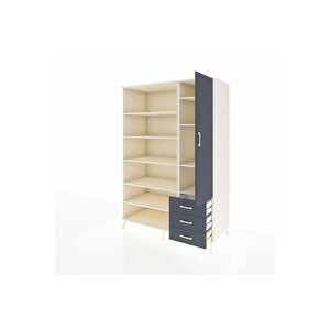 Kronos Dolap 9 Raflı 3 Çekmeceli Tek Kapaklı  132x59x195 Aytaşı-antrasit/antrasit