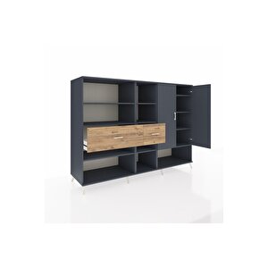 Kronos Dolap 10 Raflı 2 Çekmeceli 2 Kapaklı 220x59x163 Antrasit-antrasit/çam