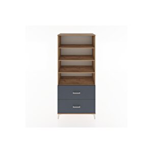 Hyperion Dolap 4 Raflı 2 Çekmeceli 88x44x195 Çam-antrasit