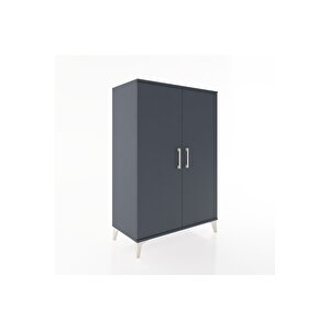 Hyperion Dolap 2 Raflı 2 Kapaklı Tek Askılı 88x44x134 Antrasit-antrasit