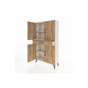 Arges Dolap 3 Raflı Tek Çekmeceli 4 Kapaklı 88x30x163 Aytaşı-çam