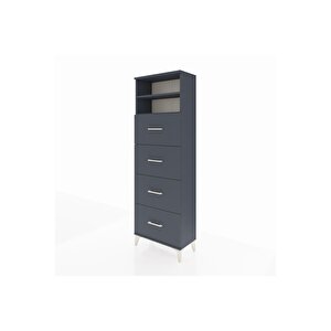 Arges Dolap 2 Raflı 4 Çekmeceli 60x30x182 Antrasit-antrasit