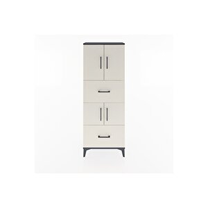 Arges Dolap 3 Raflı 2 Çekmeceli 4 Kapaklı 60x30x163 Antrasit-aytaşı