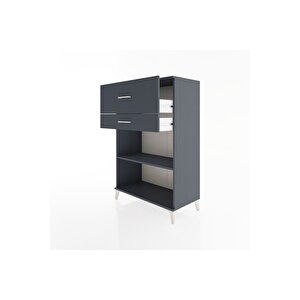 Hyperion Dolap Tek Raflı 2 Çekmeceli 88x44x134 Antrasit-antrasit