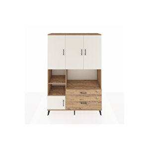 Hyperion Dolap 7 Raflı 2 Çekmeceli 5 Kapaklı 132x44x195 Çam-aytaşı/çam