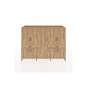 Kronos Dolap 12 Raflı 2 Çekmeceli 8 Kapaklı 220x59x163 Çam-çam