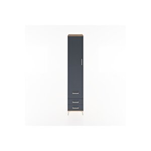 Hyperion Dolap 2 Raflı 3 Çekmeceli Tek Askılı 44x44x221 Çam-antrasit