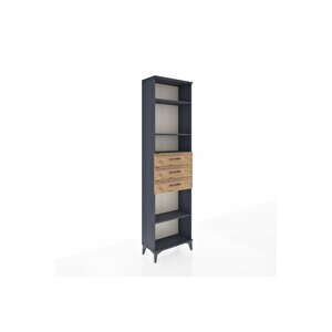 Arges Dolap 4 Raflı 3 Çekmeceli 60x30x221 Antrasit-çam