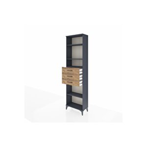 Arges Dolap 4 Raflı 3 Çekmeceli 60x30x221 Antrasit-çam