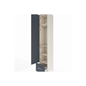 Hyperion Dolap 4 Raflı Tek Çekmeceli Tek Askılı 44x44x243 Aytaşı-antrasit