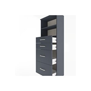 Arges Dolap 2 Raflı 4 Çekmeceli 60x30x163 Antrasit-antrasit