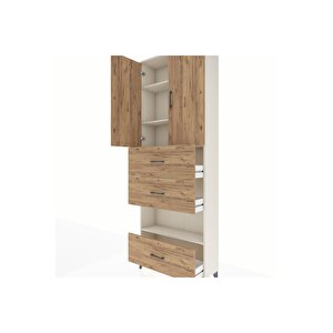 Arges Dolap 4 Raflı 3 Çekmeceli 2 Kapaklı 88x30x243 Aytaşı-çam