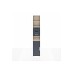 Hyperion Dolap 4 Raflı 3 Çekmeceli Tek Kapaklı 44x44x243 Aytaşı-antrasit