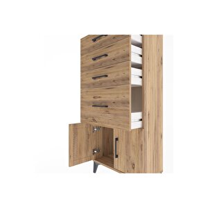 Arges Dolap 4 Çekmeceli 2 Kapaklı 60x30x134 Çam-çam