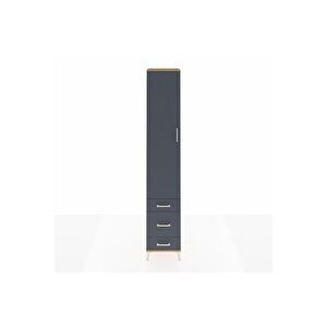 Hyperion Dolap 5 Raflı 3 Çekmeceli Tek Kapaklı 44x44x243 Çam-antrasit