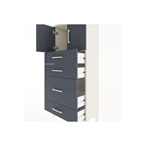 Hyperion Dolap Tek Raflı 4 Çekmeceli 2 Kapaklı 60x44x134 Aytaşı-antrasit