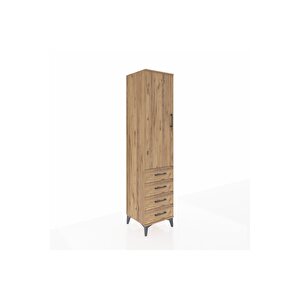 Hyperion Dolap 3 Raflı 4 Çekmeceli Tek Kapaklı 44x44x195 Çam-çam