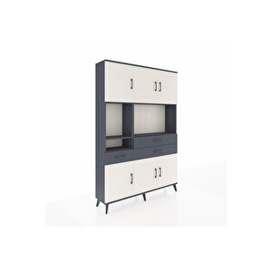 Arges Dolap 9 Raflı 3 Çekmeceli 6 Kapaklı 132x30x195 Antrasit-aytaşı/antrasit