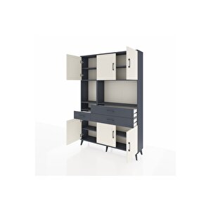 Arges Dolap 9 Raflı 3 Çekmeceli 6 Kapaklı 132x30x195 Antrasit-aytaşı/antrasit