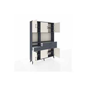 Arges Dolap 9 Raflı 3 Çekmeceli 6 Kapaklı 132x30x195 Antrasit-aytaşı/antrasit