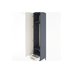 Hyperion Dolap 3 Raflı Tek Çekmeceli Tek Askılı 44x44x221 Antrasit-aytaşı