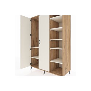 Kronos Dolap 7 Raflı 2 Kapaklı Tek Askılı 132x59x195 Çam-aytaşı/aytaşı