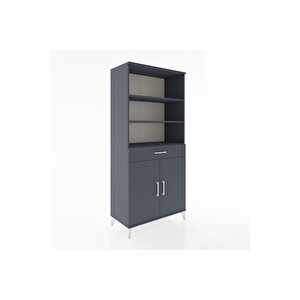 Hyperion Dolap 4 Raflı Tek Çekmeceli 2 Kapaklı 88x44x195 Antrasit-antrasit