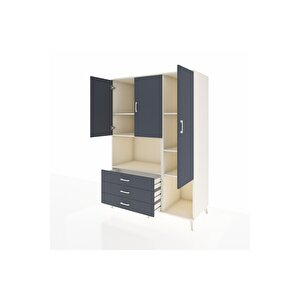 Kronos Dolap 6 Raflı 3 Çekmeceli 3 Kapaklı 132x59x195 Aytaşı-antrasit/antrasit