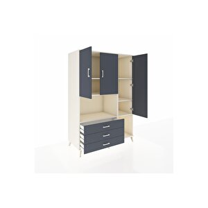 Kronos Dolap 6 Raflı 3 Çekmeceli 3 Kapaklı 132x59x195 Aytaşı-antrasit/antrasit