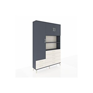 Arges Dolap 8 Raflı 6 Çekmeceli 3 Kapaklı 132x30x195 Antrasit-antrasit/aytaşı