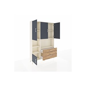 Arges Dolap 7 Raflı 2 Çekmeceli 5 Kapaklı 132x30x195 Aytaşı-antrasit/çam