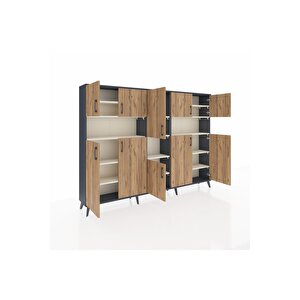 Arges Dolap 14 Raflı 10 Kapaklı 220x30x163 Antrasit-çam/aytaşı