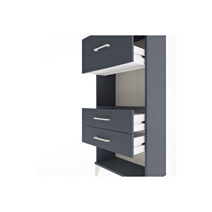 Arges Dolap Tek Raflı 3 Çekmeceli 60x30x134 Antrasit-antrasit