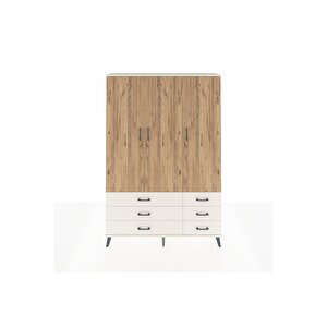 Arges Dolap 5 Raflı 6 Çekmeceli Tek Askılı 132x30x195 Aytaşı-çam/aytaşı