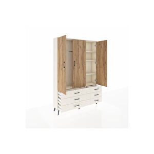 Arges Dolap 5 Raflı 6 Çekmeceli Tek Askılı 132x30x195 Aytaşı-çam/aytaşı