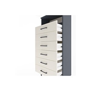 Arges Dolap Tek Raflı 6 Çekmeceli 60x30x134 Antrasit-aytaşı